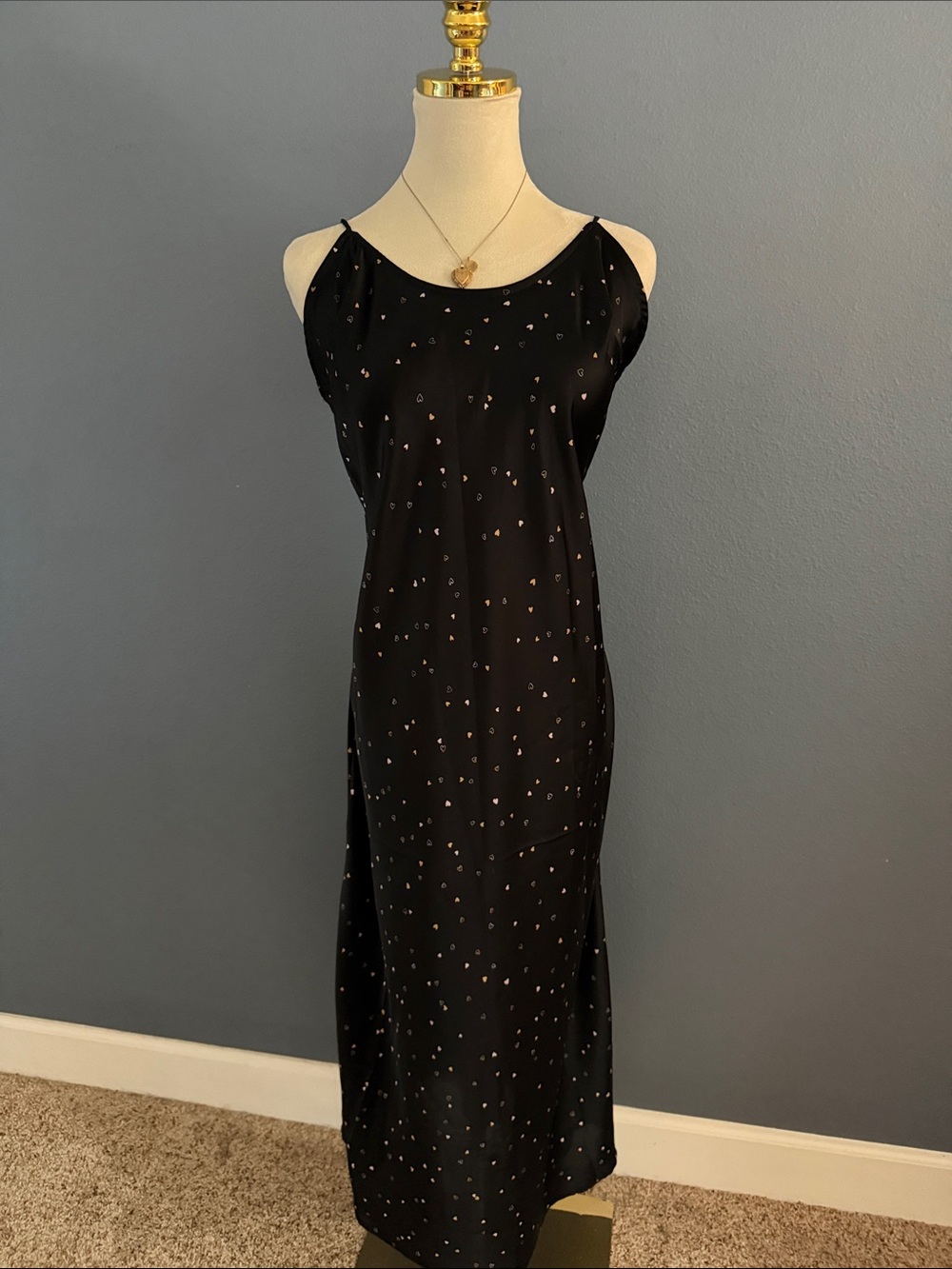 Black Embellished Maxi Slip Dress